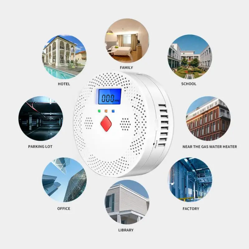 Tuya WiFi Carbon Monoxide Smoke Alarm Fire Detector APP Remote Monitoring Smoke Alarm for Home Safety (Without Battery)