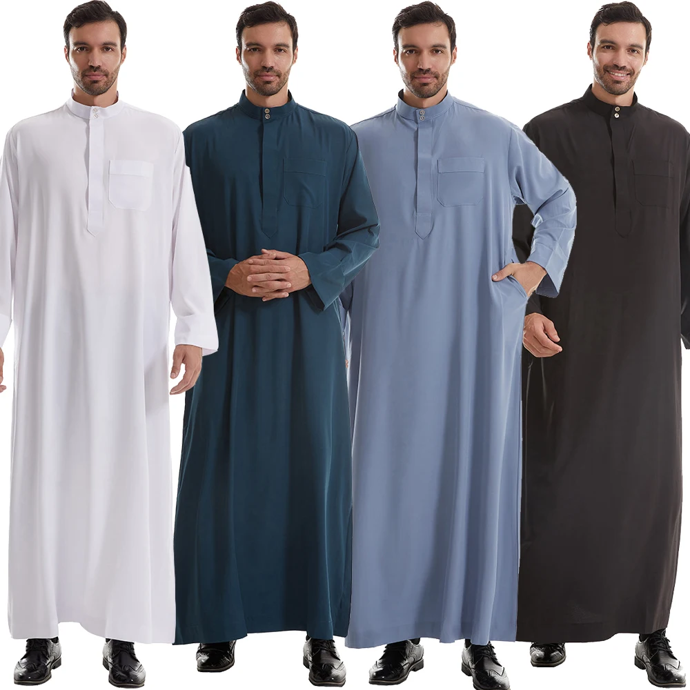 Men Muslim Jubba Thobe Saudi Arabic Robe Tassel Kaftan Dubai Abaya Eid Djellaba Islam Clothing Prayer Ramadan Daffah Dishdasha