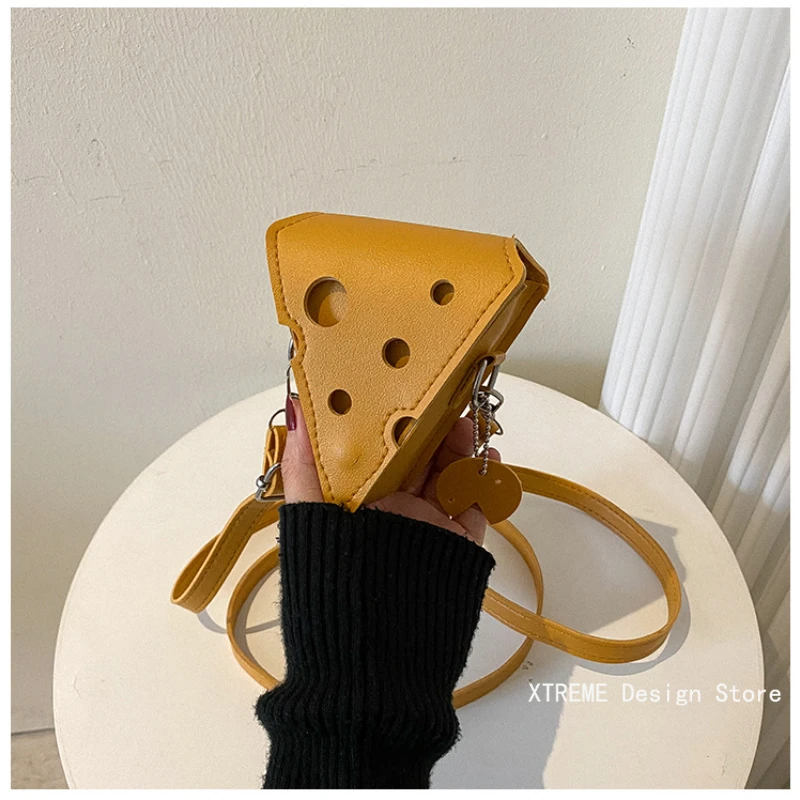 Cheese Shaped Mini sacos para mulheres, Cute Lady Purses, fone de ouvido, batom, bolsa de ombro crossbody feminina pequena, nova