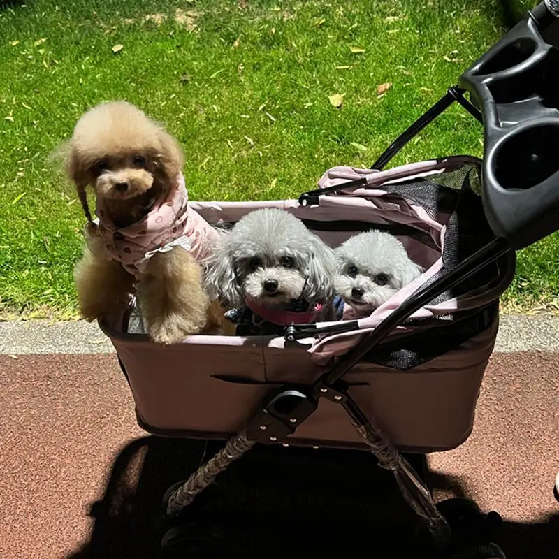 

Bello LD03-T Lightweight Foldable Pet Trolley Dog Cat Separation Cage Out Small Pet Cart Puppy Carrier Dog Stroller