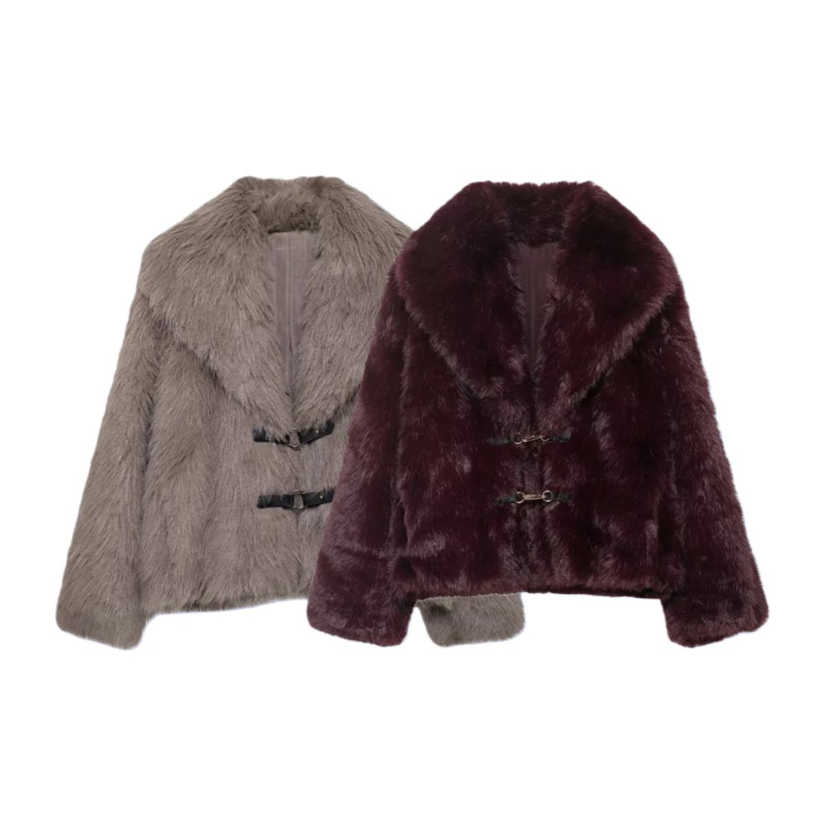 

Осенняя новая женская одежда 2025 года, повседневное простое модное темпераментное короткое шерстяное пальто с длинными рукавами и эффектом меха, куртка