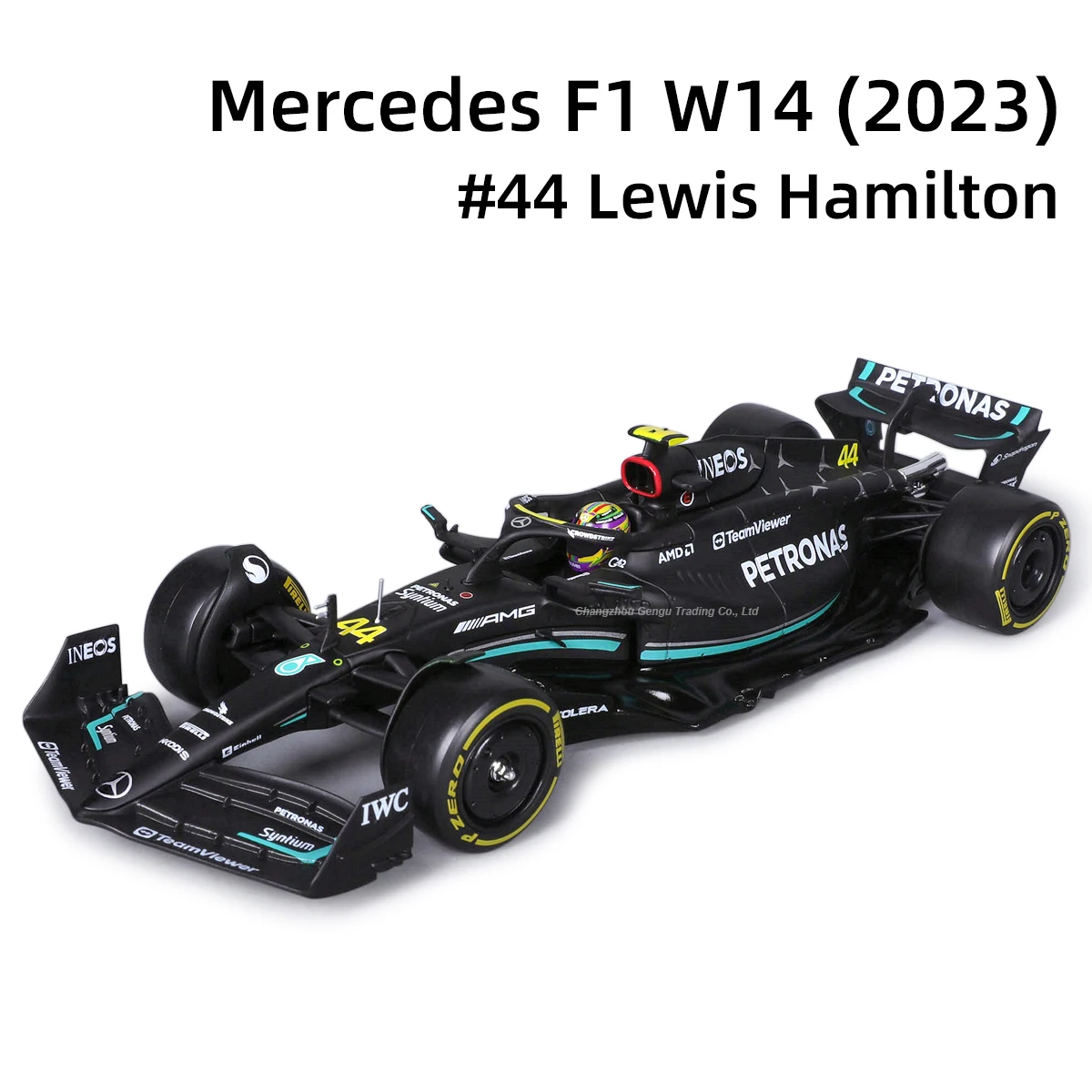 Bburago-式車の合金ダイキャストモデル,mercedes 2023,amg w14 e,パフォーマンス #44,lewis hillton f1,静的,1:24