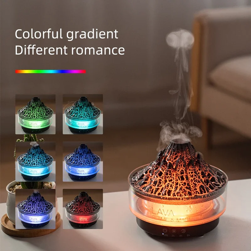 

260ML Volcano Flame Air Humidifier Ultrasonic Essential Oil Aroma Diffuser for Home Fragrance Jellyfish Mist Smoke Steamers