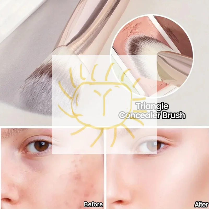 

1/2/5PCS Foundation Makeup Brush Double-ended Flat/Angle Top Contour Brush For Beauty Blending Liquid Powder Concealer Cream