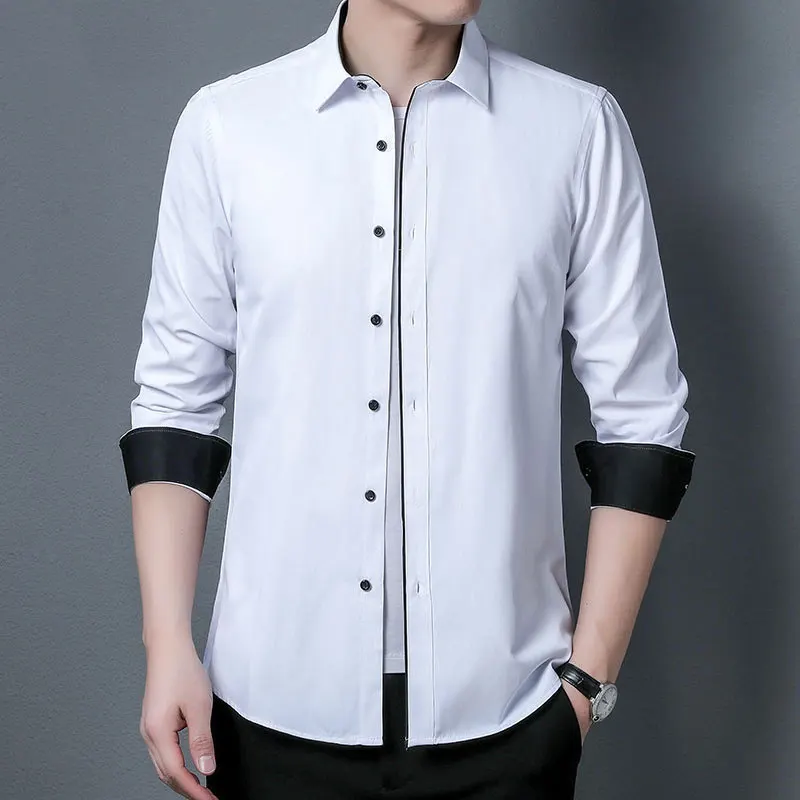 Men\'s Office Dress shirt Long sleeve loose plus size 10XL 11XL 9XL Formal dress shirt Business Casual patchwork 160KG no-iron