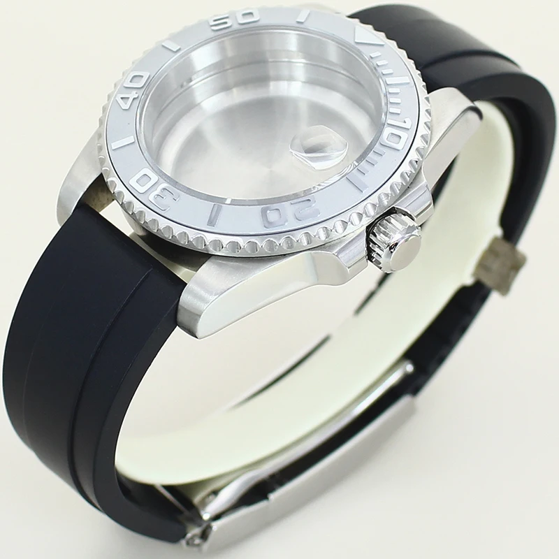 Watch Case 10ATM Waterproof Rubber Watch Strap 316L Stainless Steel NH35 Case for NH34 NH35 NH36 Movement Yacht-master Case