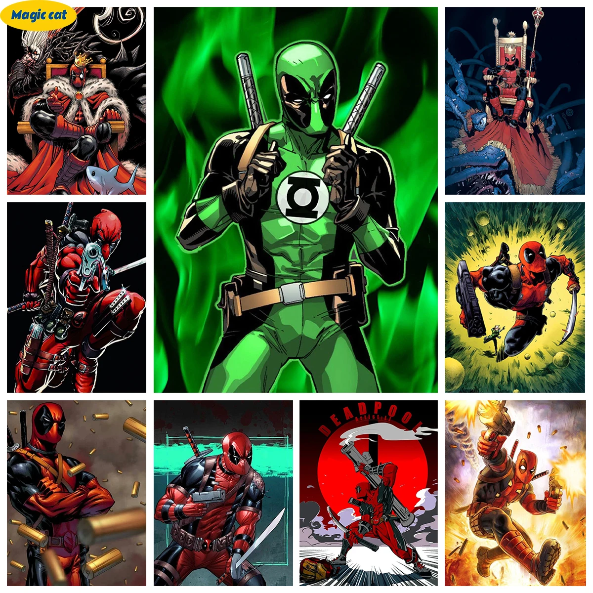 

5D DIY Diamond Painting Deadpool Cross Stitch Kits Full Diamond Embroidery Marvel Heroes Mosaic Picture Rhinestone Home Decor