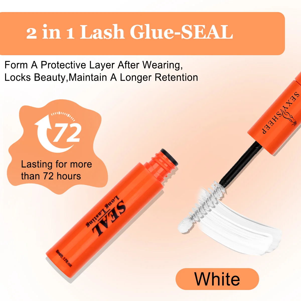 Lash Bond and Seal Wimpernkleber, wasserfest, für Wimpernbüschel, superstark, schnelltrocknend, schwarzer Wimpernkleber (5ml+5ml) – Detail 3