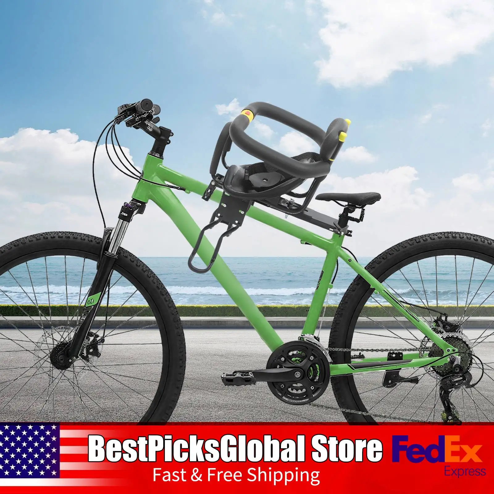 

Bike Child Seat with Safety Belt 77.16lbs Load Easy Installation Adjustable Bicycle Seat for 1-5 Years Old, Black