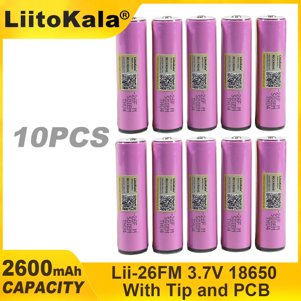 10 шт. Liitokala 3,7 В/4,2 В 18650 2600 мАч ICR18650-26FM перезаряжаемая литиевая батарея плата защиты печатной платы для фонарика