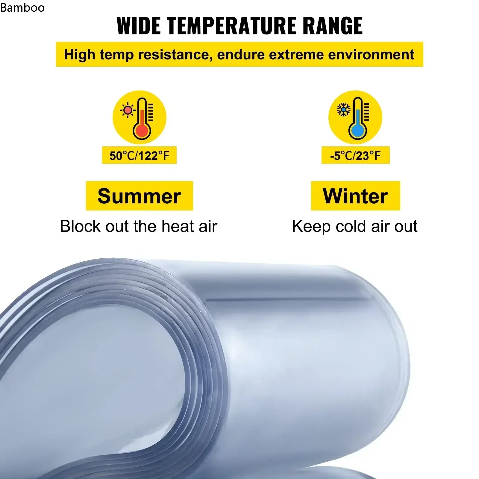 Indoor and Outdoor Insulation Windproof PVC Door Curtain Strip,Transparent Air Conditioning Soft Curtain Strip, Screen,