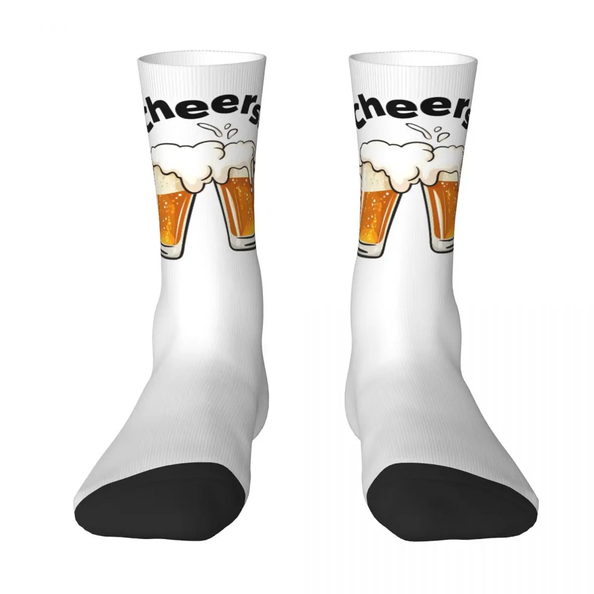 Calcetines suaves medianos para hombre, medias de felicitación, taza de cerveza, patrón de ciclismo, antibacteriano, moda de invierno