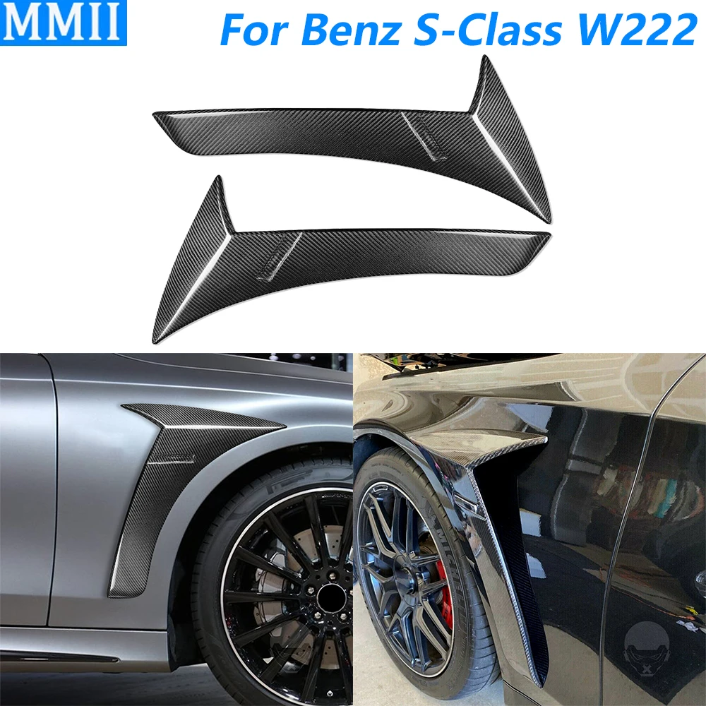 

Real Carbon Fiber Side Air Vent Fender Fin Splitter Trim For Mercedes BENZ S-Class W222 S400 S500 S550 S600 S63 S65 AMG 2014-19