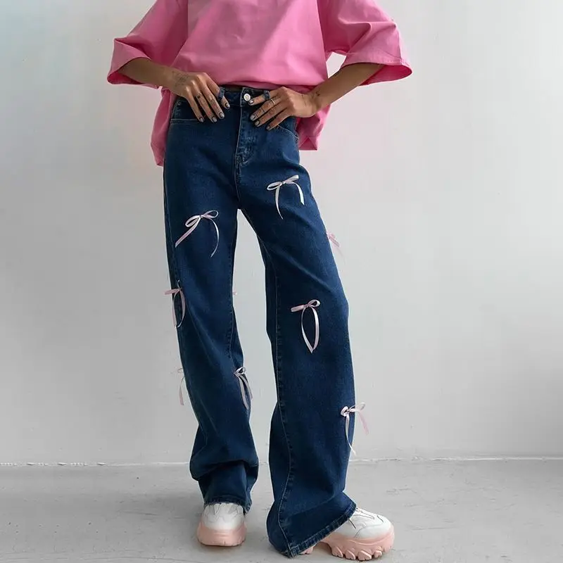 

2025 Autumn New High-Waisted Denim Women's Personality Casual Versatile Long Pants