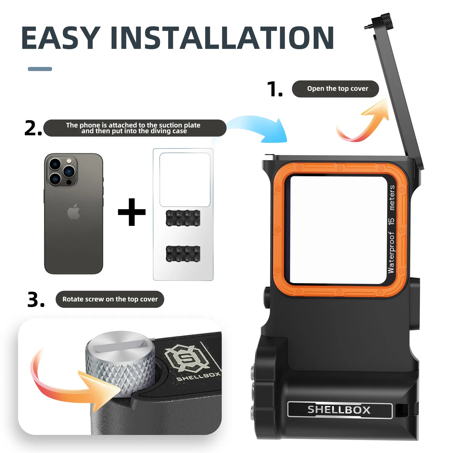 ShellBox المهنية الغوص مقاوم للماء الحقيبة الهاتف لسامسونج آيفون اتصال بلوتوث تحت الماء 50ft/15m واقية
