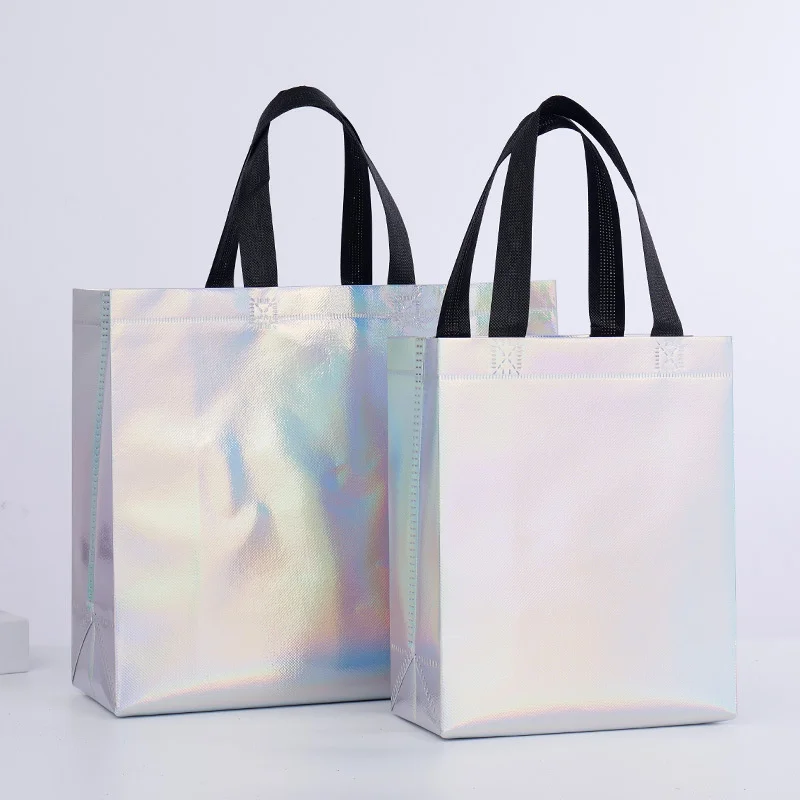 StoBag 25pcs Wholesale Laser Non-woven Tote Bags Shopping Portable Waterproof Storage Reusable Pouch Custom Logo(Extra Fee)