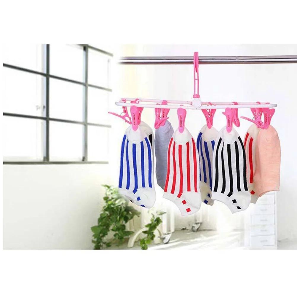 

Foldable Anti-Wind Drying Rack For Delicates Rustproof Clip Hanger Laundry Drying System Drip Hanger Shower Rod