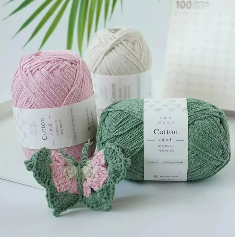 1Pc Hollow Cotton Crochet Yarn 1mm knitted Thread Round Crocheting line Thick DIY Hook Woven Bag Hat Mat Storage Yarn Knitting