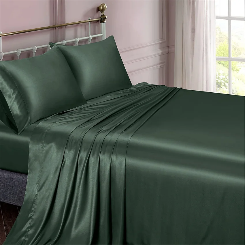 Mulberry Silk Duvet Cover Set Silky Quilt Cover Bed Sheet Pillowcase Luxury Bedding Set Queen King Size High-end Fitted Sheet