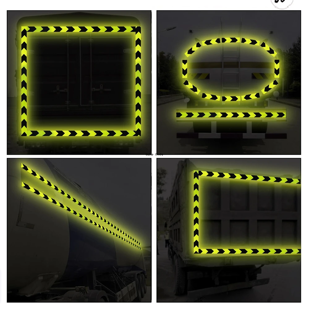 8Inch*17FT Arrow Reflective Tape Decoration Stickers Fluorescent Yellow-Black Car Warning Safety Reflection Film Reflector Strip