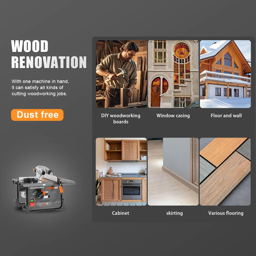 Gergaji Meja Listrik Gergaji Meja Tanpa Debu Gergaji Kayu Solid Gergaji Logam Mesin Pemotong Lantai Laminasi Gergaji Multifungsi