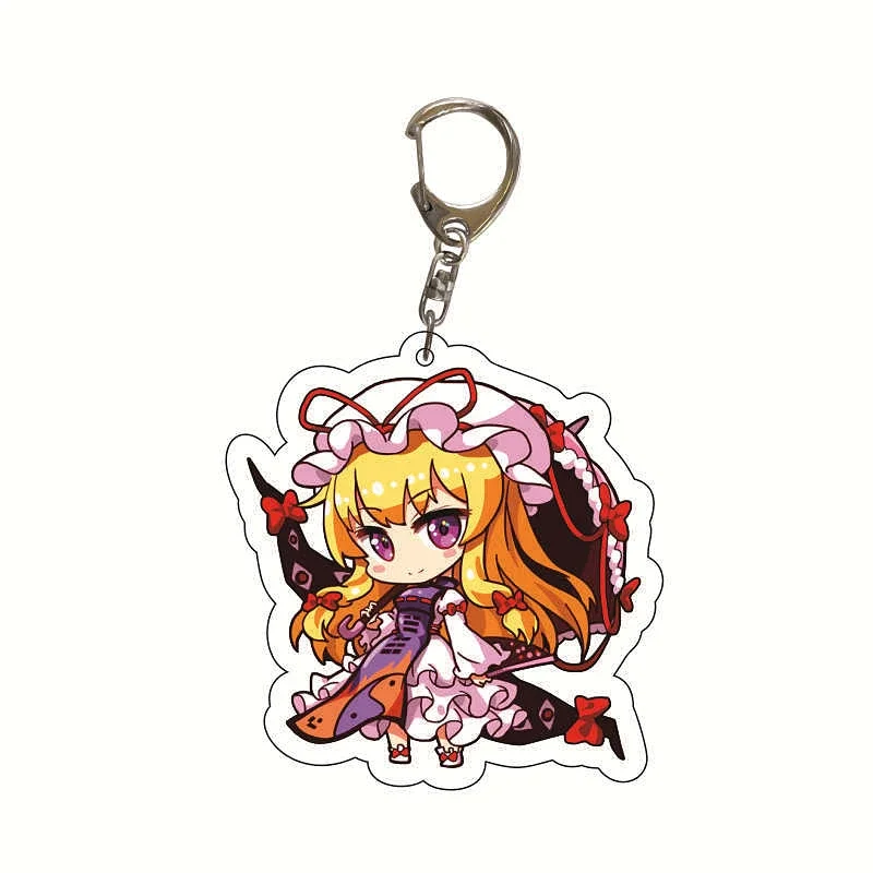 TouHou Project Anime Cartoon Keychain, Hakurei, Reimu Acrylic Bag, Keyring Pendant, Cosplay Accessory