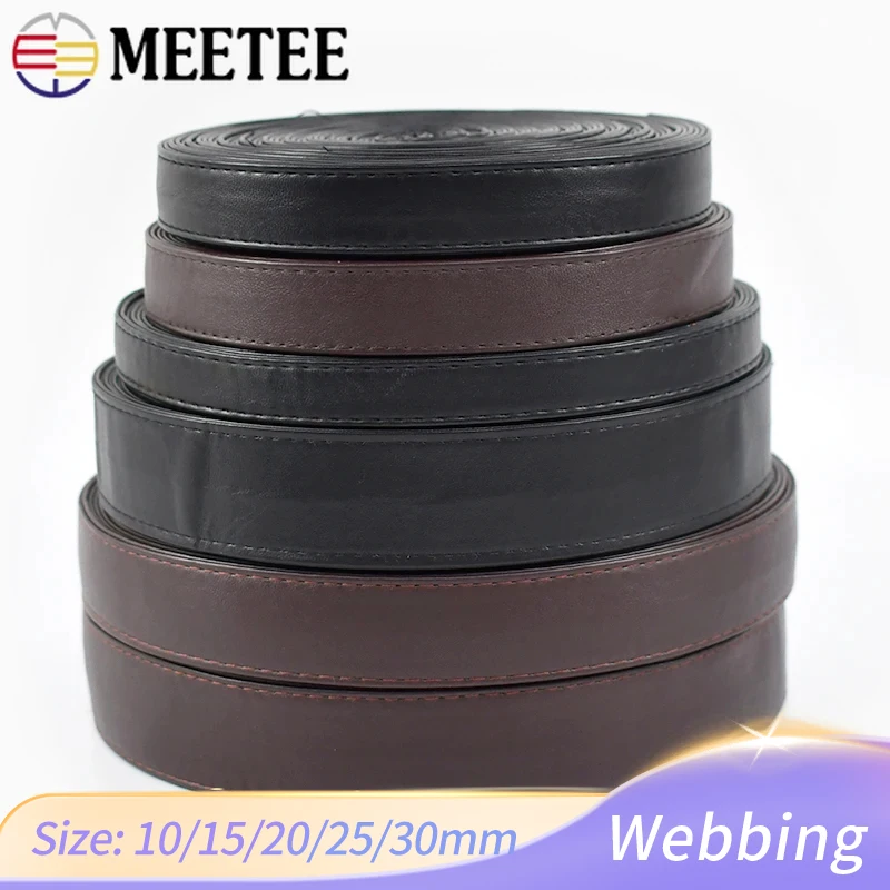 

5M Meetee 10-30mm PU Imitation Leather Cords Webbing Handbag Strap Necklace Decoration Ribbon Rope DIY Bags Clothing Accessories