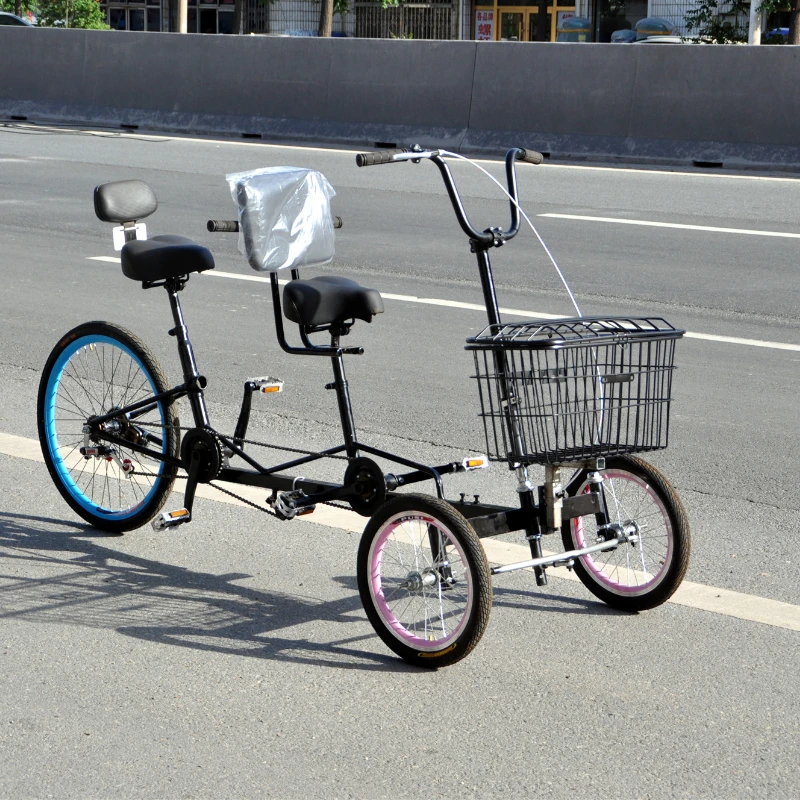 Three-wheeled, two-riding one-person elderly scooter, to cycling human pedal double