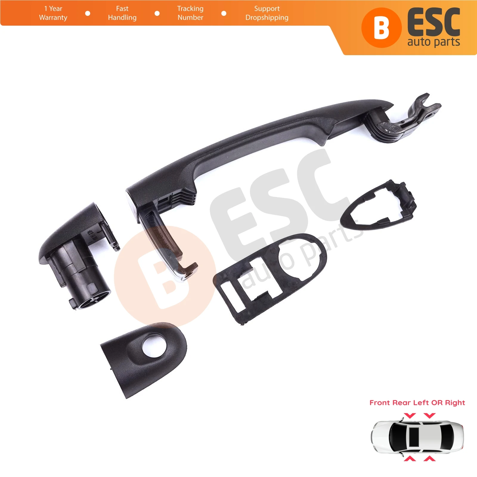 EDP1424 Front Rear Left or Right Exterior Door Handle for Renault Kangoo FW KW 2007-2021 Nissan NV250 Mercedes Citan W415