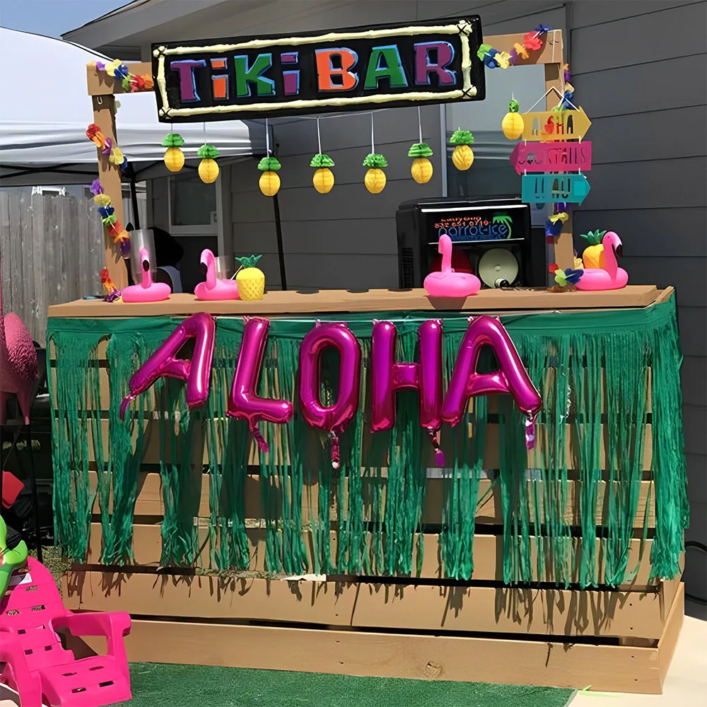 Luau Gras Tafel Rok Tropische Hawaiiaanse Hula Luau Party Decoratie Stro Kleur Tafel Rok Voor Zomer Hawaii Feestartikelen