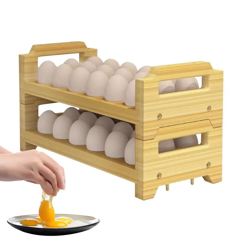 

Wooden Egg Holder Farmhouse Countertop Egg Storage Display Stand Rustic Stackable Kitchen Counter Display Rack For Duck Eggs