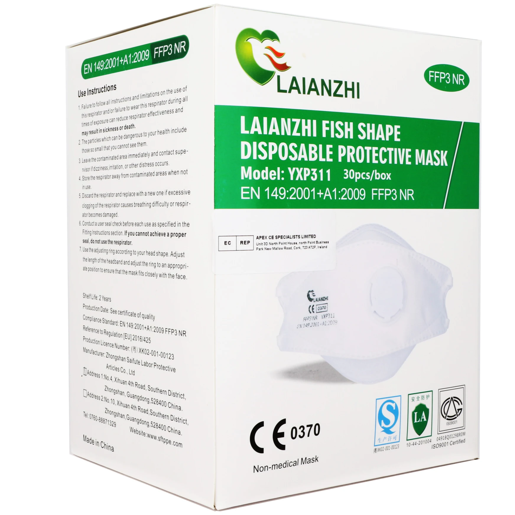 LAIANZHI FFP3 CE Face mask Air valve protective masks pm2.5 masks harmful hygiene mask filter Headwear mouth mask ffp3mask