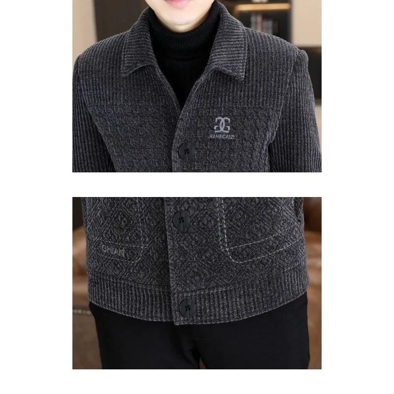 Winter Wool Jacket Men Warm Coat Faux Fur Lined Embroidery Single-breasted Short Coat Tops Thick Luxury Clothing Bomber Jacket