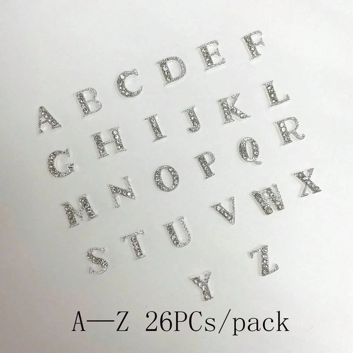 26 قطعة/الحزمة A إلى Z حرف الأبجدية على شكل الفضة حجر الراين مسمار الفن الديكور Diy بها بنفسك سحر ثلاثية الأبعاد سبيكة A- Z #1