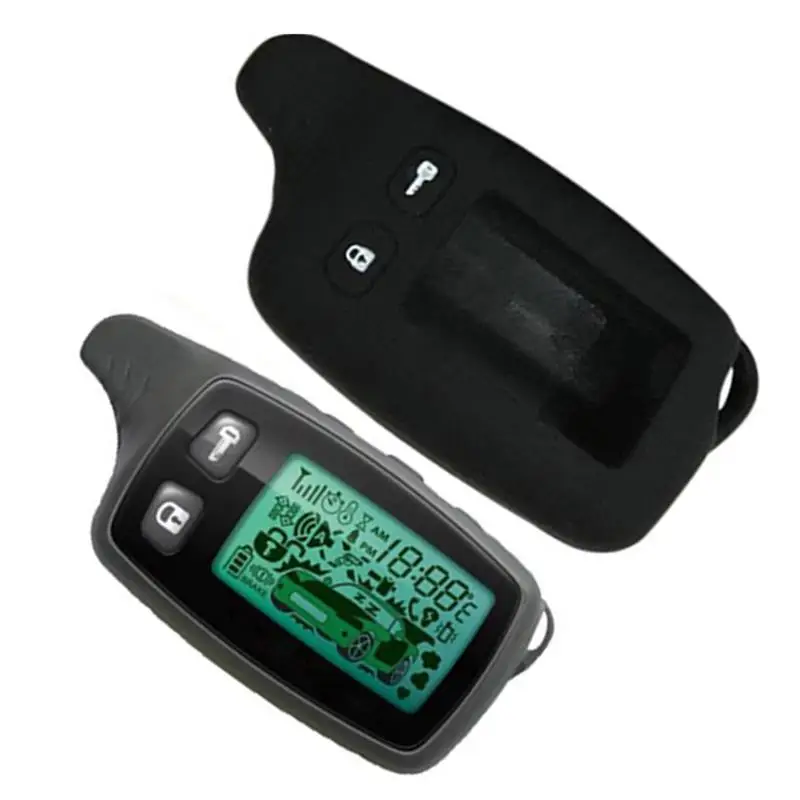 2-way TW-9010 LCD Remote Control + Silicone Key Case for Russian Keychain TW 9010 two way alarm Tomahawk TW9010