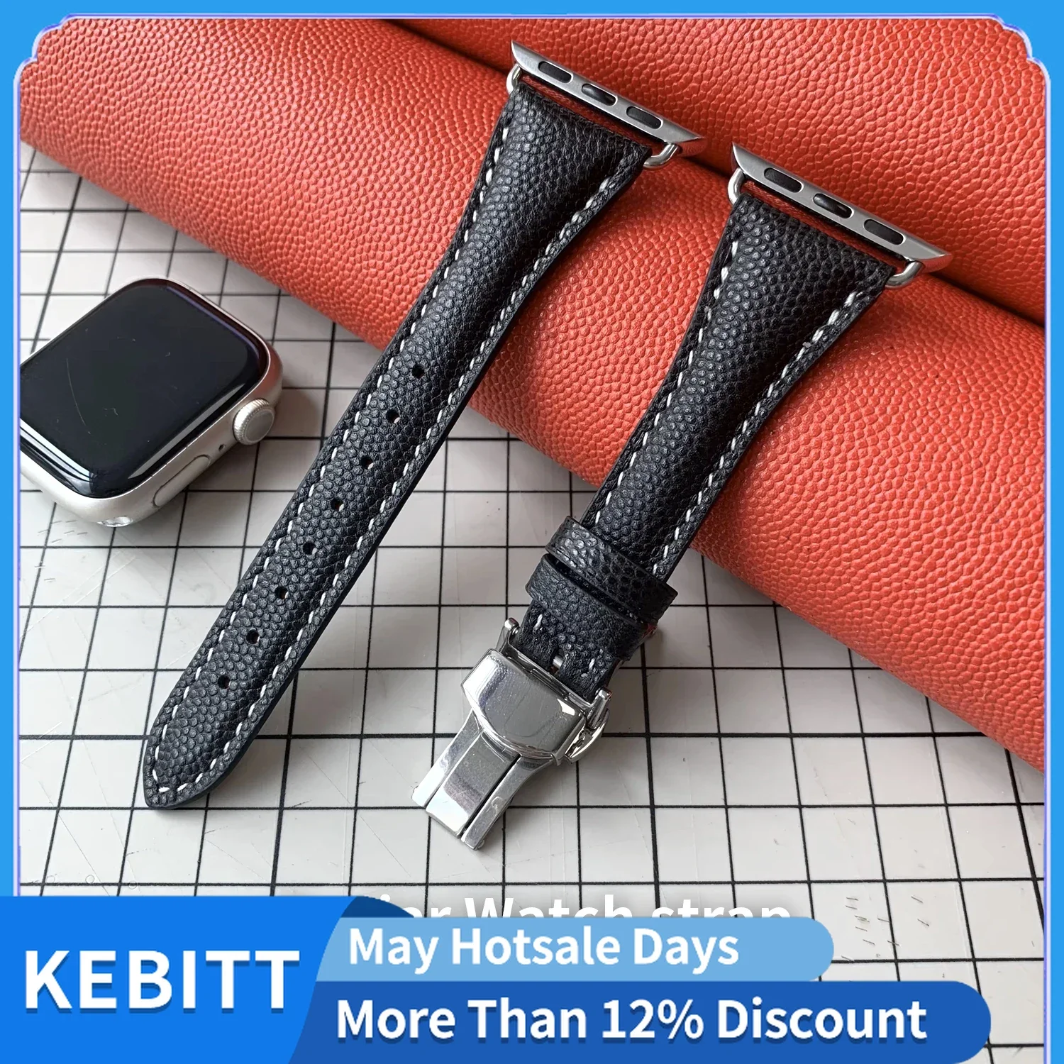 

Kebitt 14mm Cow Leather Bracelet Women For Apple Watch Ultra 2 Strap Series 10 9 8 7 6