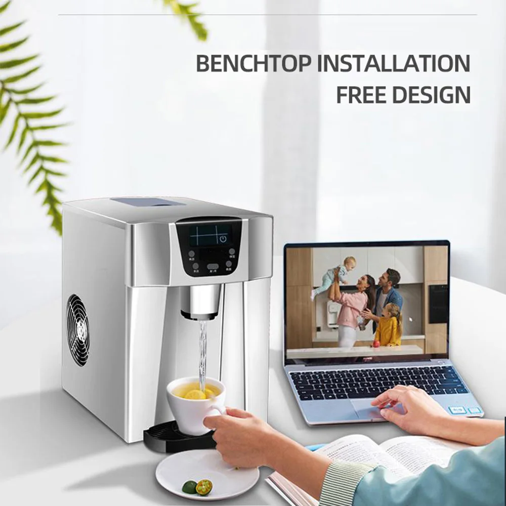 موزع المياه المنزلية ماكينة صنع الثلج الأوتوماتيكية بالكامل ماكينة شرب المياه ماكينة صنع الثلج على سطح المكتب