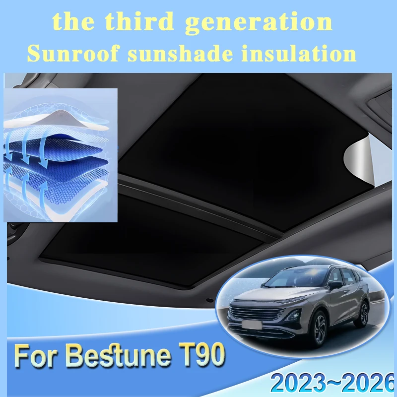 Car Insulation Sunshade For Bestune T90 2023~2026 Electrostatic Adsorption Skylight Sunroof Visor Heat Shield Auto Accessories