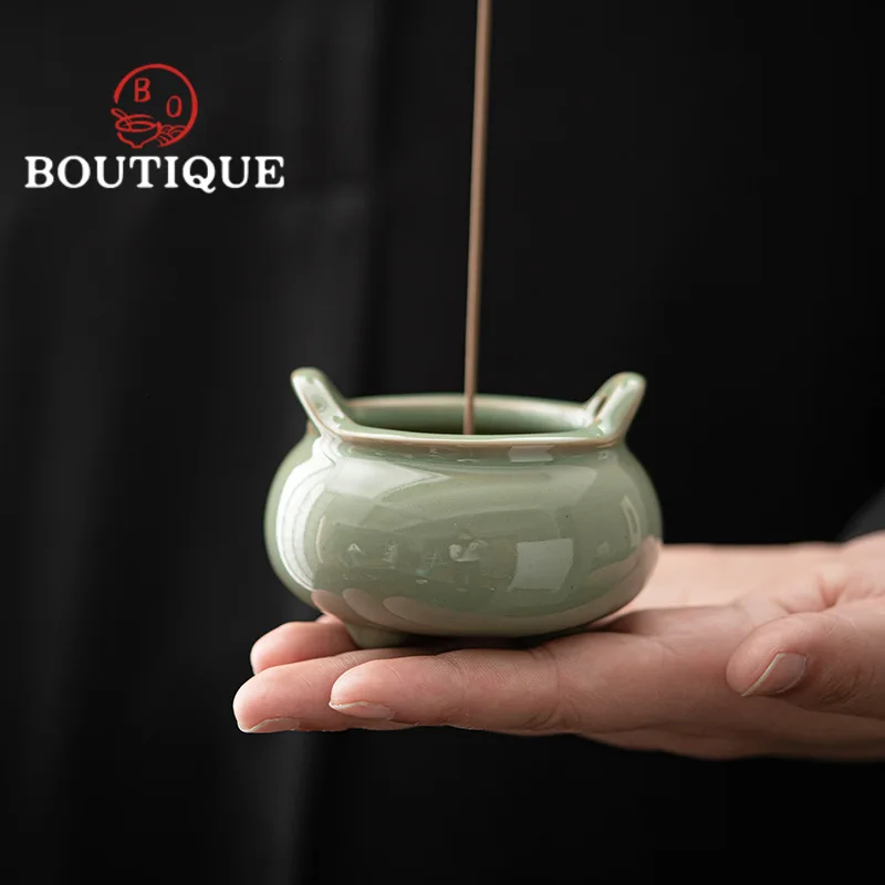 Chinese Celadon Small Incense Holder Boutique Diffuser Incense Smoke Waterfall Mosquito Incense Holder Smell Distributor Crafts