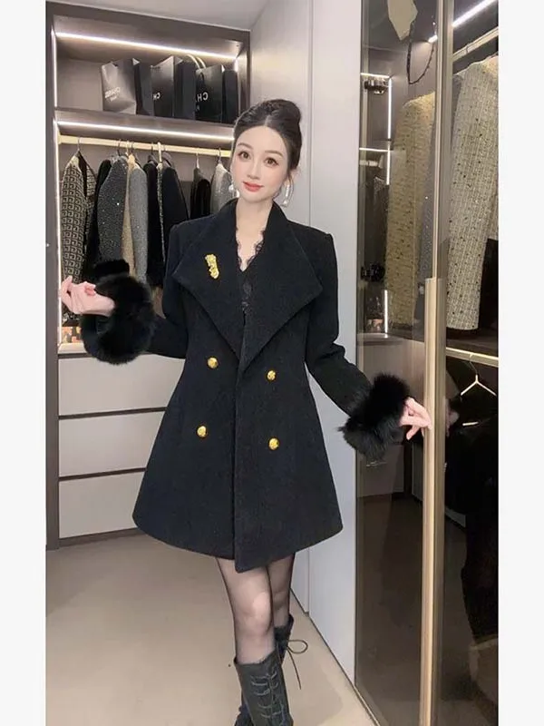 エレ・ティエネド コットン レディース コート ベルト付き 冬 2025 ファイオン フリップカラー スリムフィット ロング丈 スエット生地 TX0342