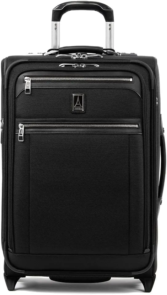 

Travelpro Platinum Elite Softside Expandable Carry on Luggage, 2 Wheel Upright Suitcase, USB Port, Men and Women, Shadow Black,