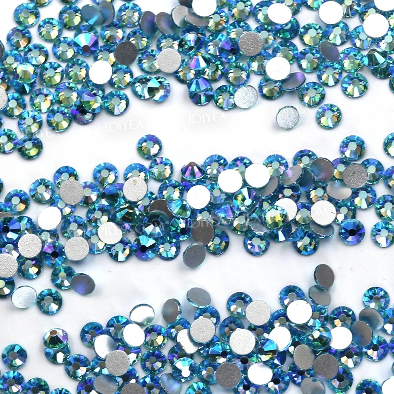Eccellente Aqua Marine AB Non hot fix strass ss3-ss30 posteriore piana di cristallo di pietra di vetro strass glitters per la nail garment da sposa