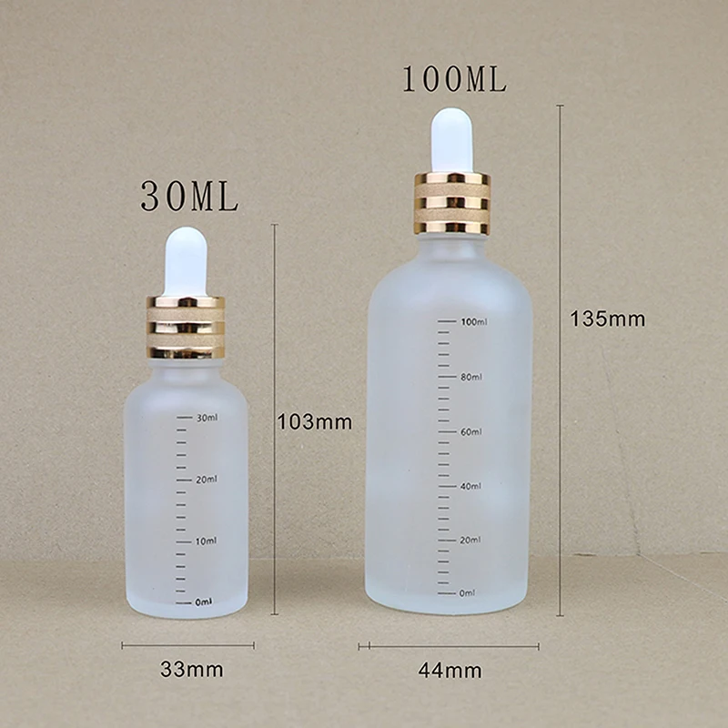 Sanding Glass Dropper Bottles With Scale 5ml-100ml Reusable Travel Liquid Aromatherapy Pipette Bottles