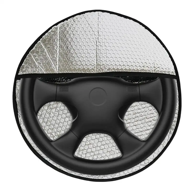 New Car Steering Wheel Anti-Heat Sun Shade Cover Sunscreen Insulation Cover Foldable Sun-proof Anti-UV Protect Parasol Shield