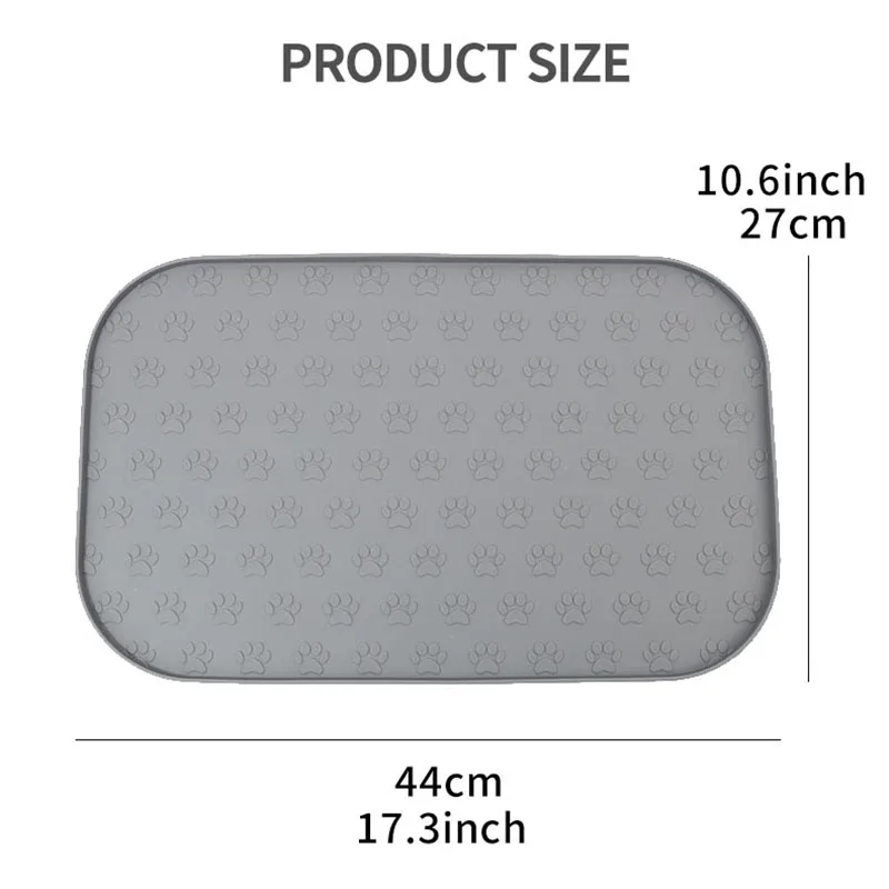 Pet Silicone Placemats in Beige/Khaki/Grey/Black Rectangular with Paw Prints Dog Feeding Placemats Square Pet Eating Mats view 5