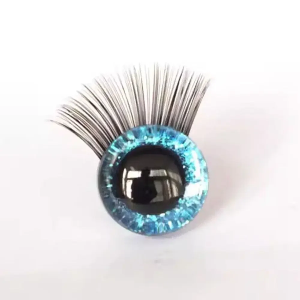 1 Pair 12mm 10 Colors Glitter Crystal Eyes Crafts with Eyelash Bear Animal DIY Dolls Puppet Accessories Stuffed Toys Parts