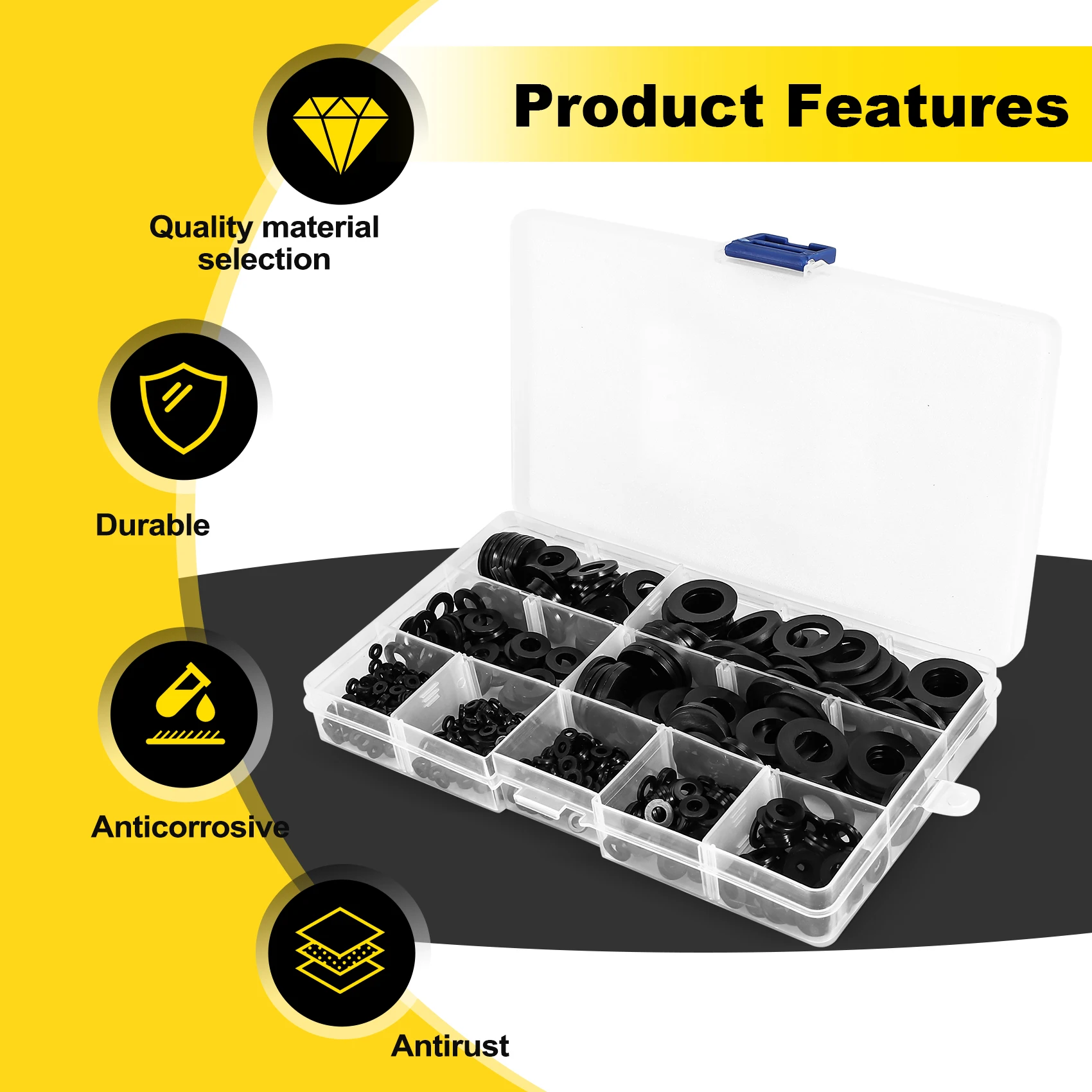 Kit surtido de arandelas planas de nailon negro, piezas para M2, M2.5, M3, M4, M5, M8, M10, M12, arandelas de reparación lisas, Kit de juntas para muebles, 600