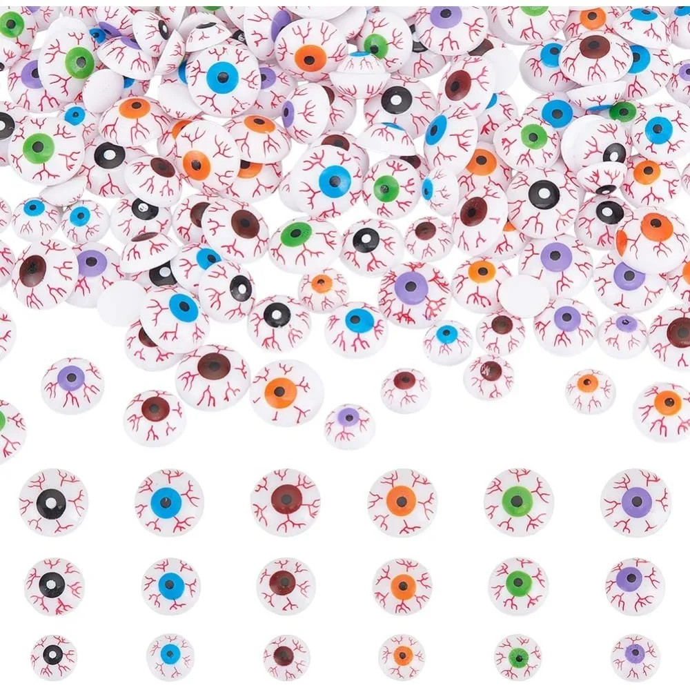 

180pcs Resin Eyes Cabochons with Bloodshot 6 Colors Half Round Eyes 8/10/12mm Scary Halloween Cabochon Eye for Stuffed Animal