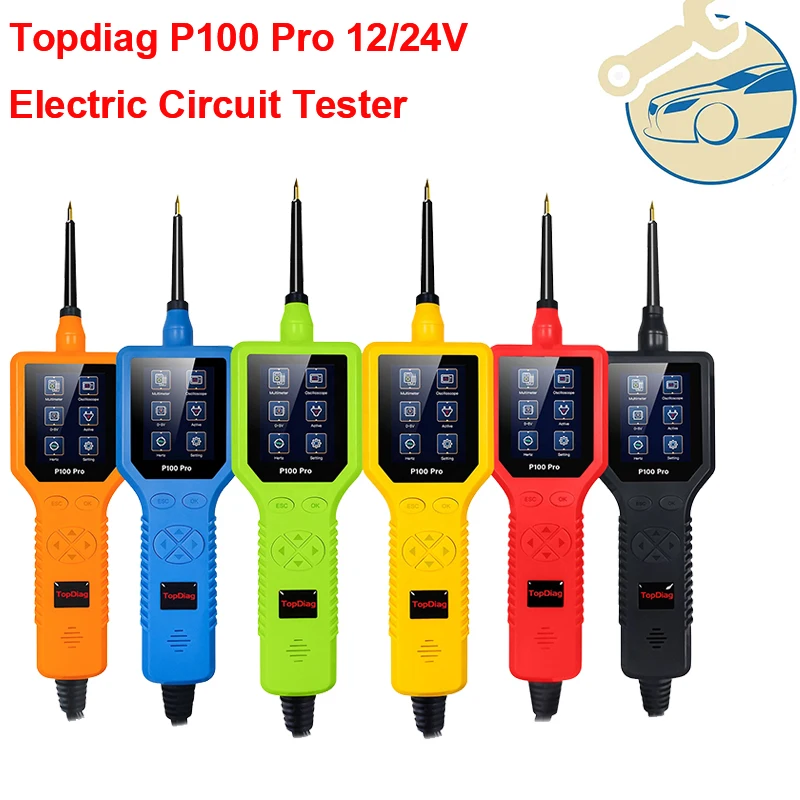 Topdiag P100 Probador de circuito automotriz Car Electric Circuit Tester Probe Car Diagnosis 12V 24V Battery Tester Tools