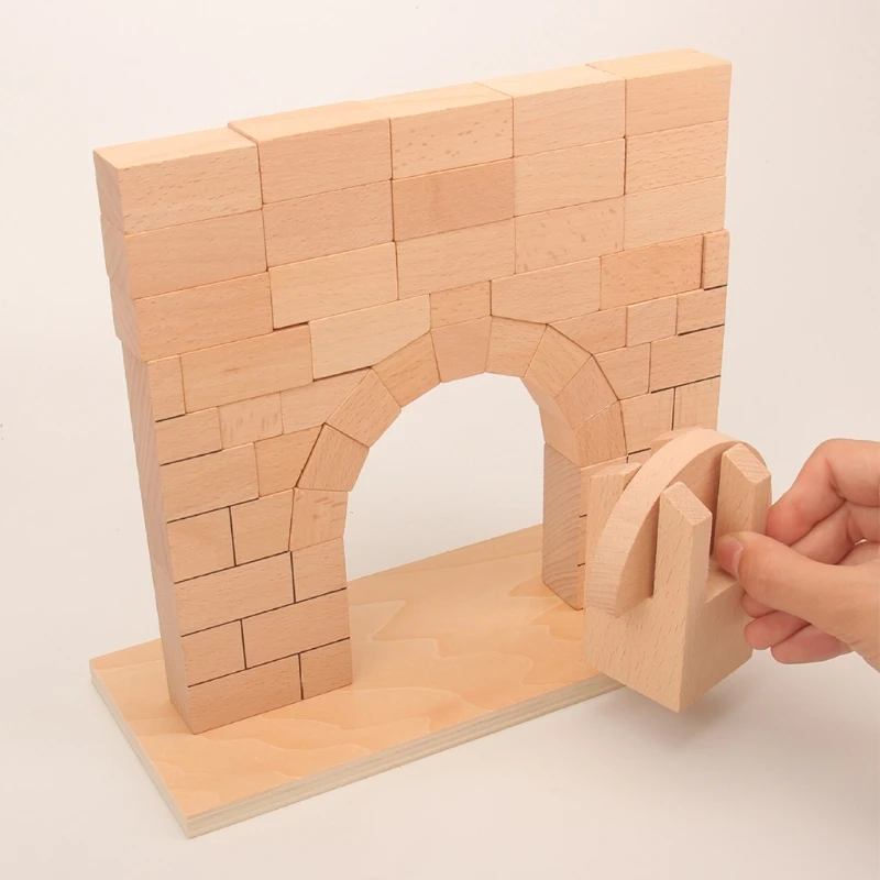 F19F 1Set Interactive Wooden Roman Arch Bridge Stacking Block Toy Stimulation Blocks Tumble Game Stacking Block Wooden Block